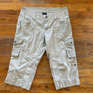 Kuhl Trekr Capri Cargo Pants Womens Sz 2 Roll Tab Outdoor Hiking Stretch Kapri